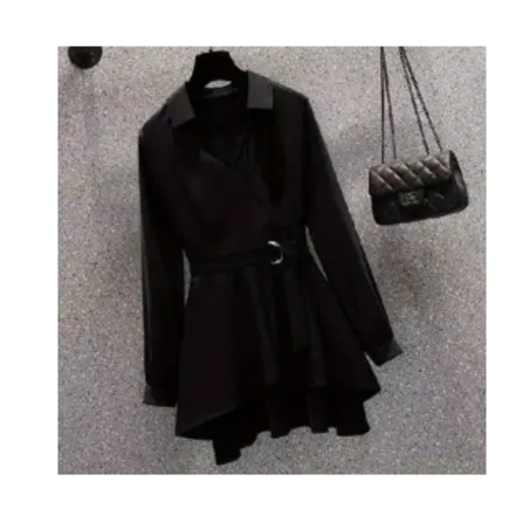 Elegant Black Blouse with Belt